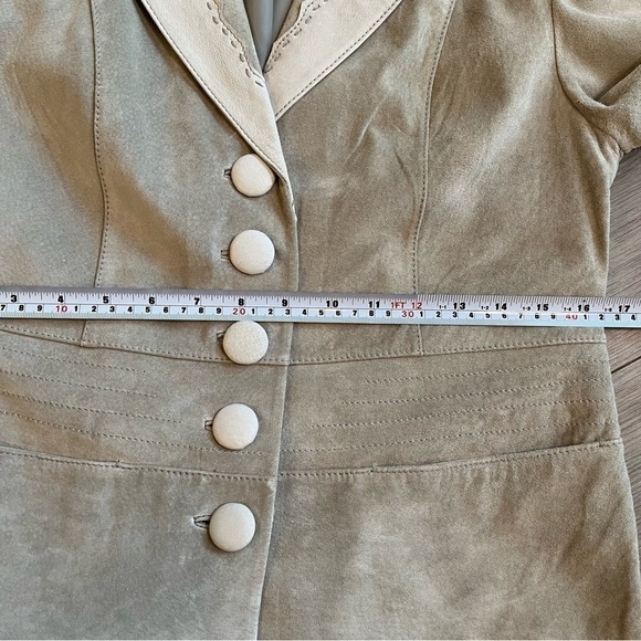 SKOTTS Washable Suede & Leather Trim Western Blazer – Taupe/Cream – Size S - Picture 11 of 17